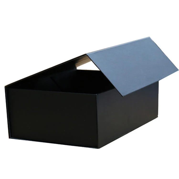 Custom Luxury Black Printed Rigid Folding Foldable Cardboard Packing Paper Packaging Gift Box with Magnetic for Wine/Clothing/ Apparel/ Shoes / Cosmetic / Gift