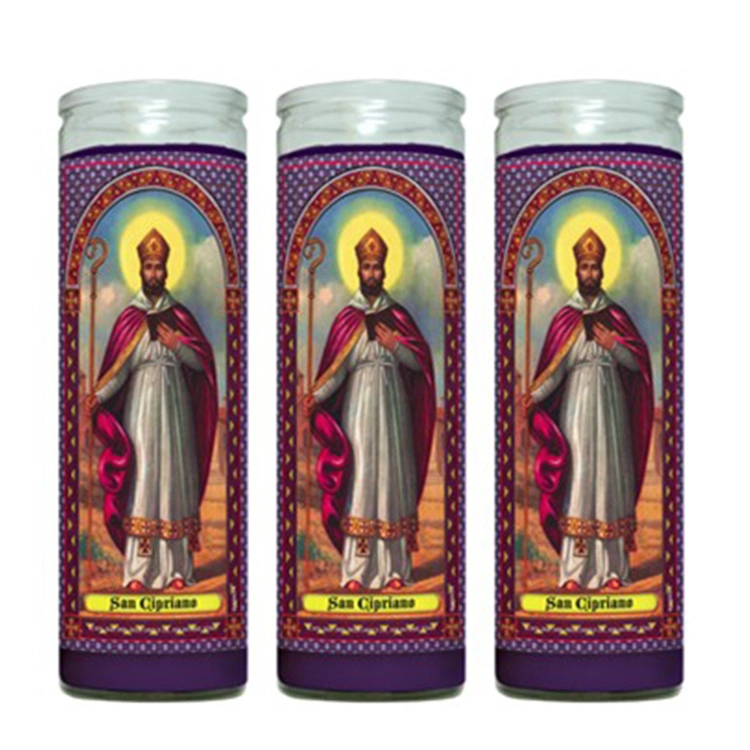 Atacado High Quality colorido Natural Wax 7 Day Church Prayer Religiosos Pillar velas