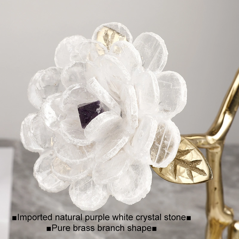 Nordic Home Decoration Pieces Living Room Ornamentos Natural Crystal Stone Flower Crafts Deco