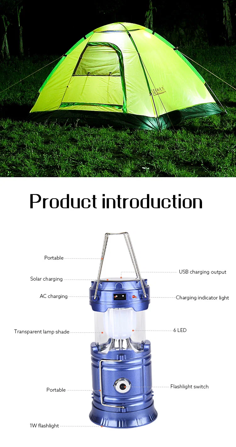 Brightenlux Plastic Multi Function Solar Camping Lantern Rechargeable, Portable Solar Rechargeable LED Camping Lantern Flashlights