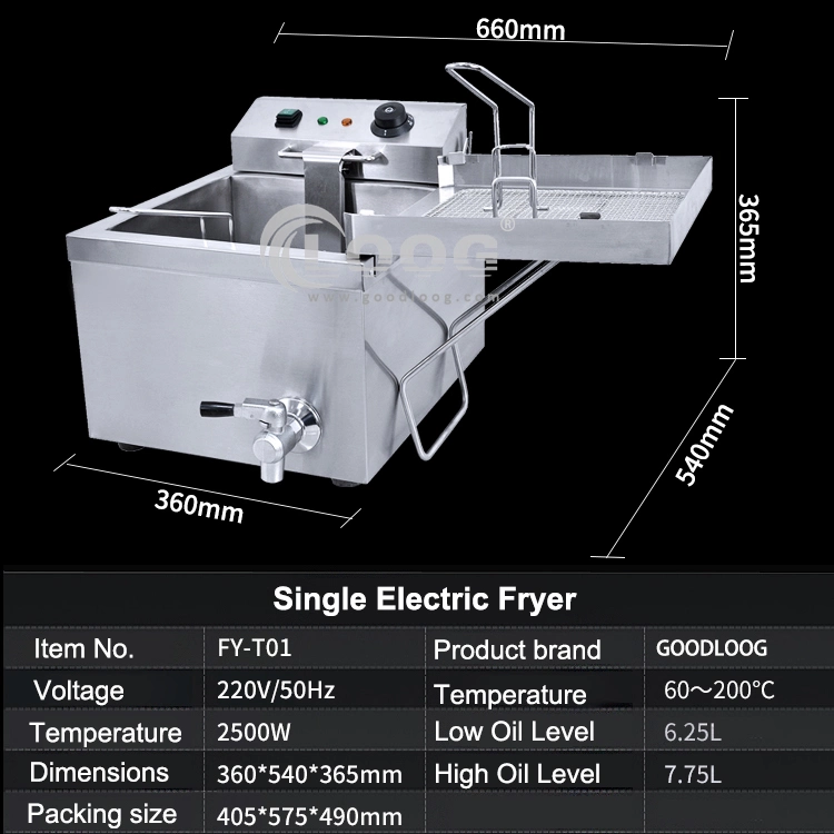 Goodloog Good Price Commercial Electric Deep Fryer Single Donut Food Machinery French Fries Making Machine