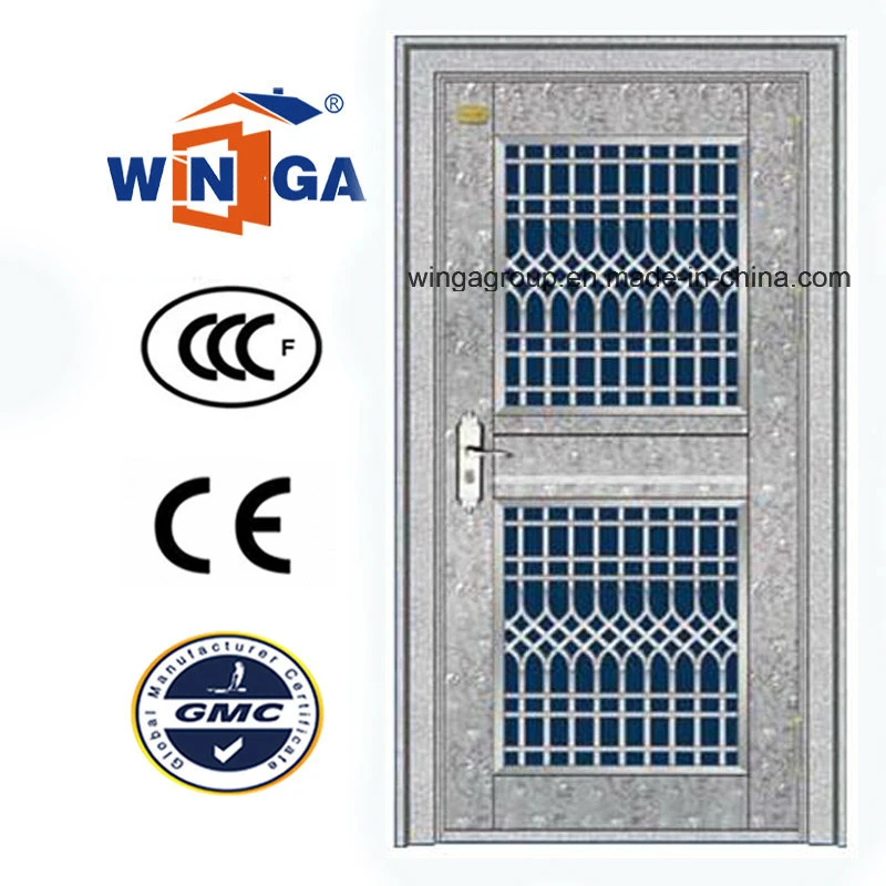 Hot Sale Front Entry Sun Proof Silver Color with Glass Stainless Steel Security Metal Door