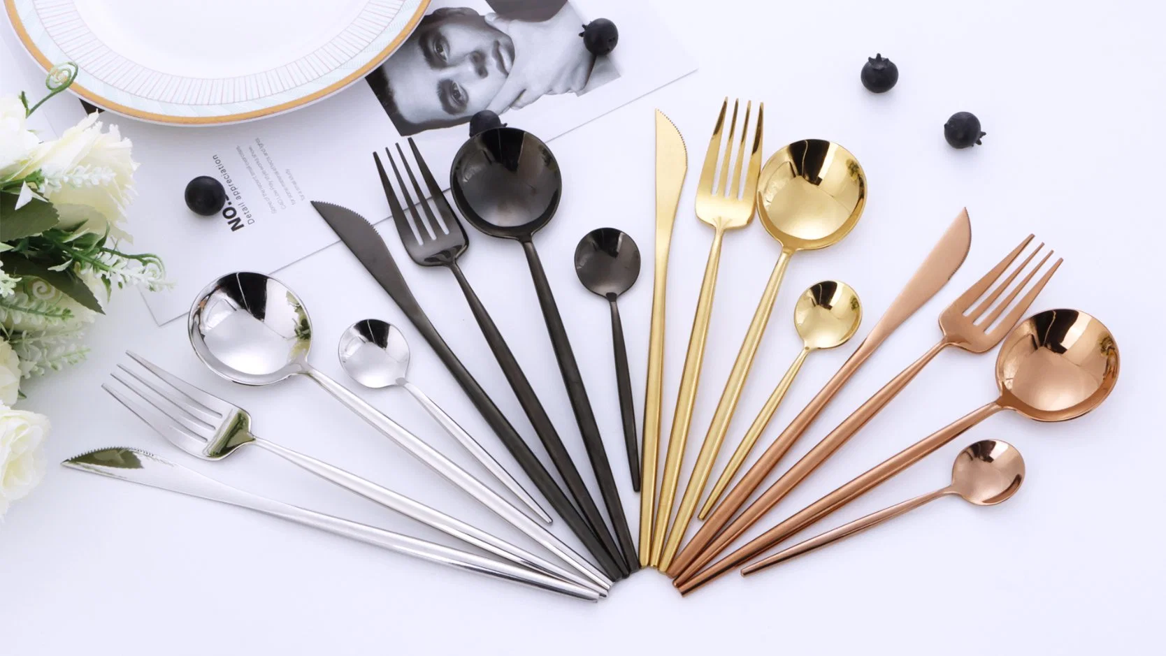 Matte Finished Stainless Steel Cutlery Set Table Knife Fork Spoon and Coffee Spoons Silverware Set
