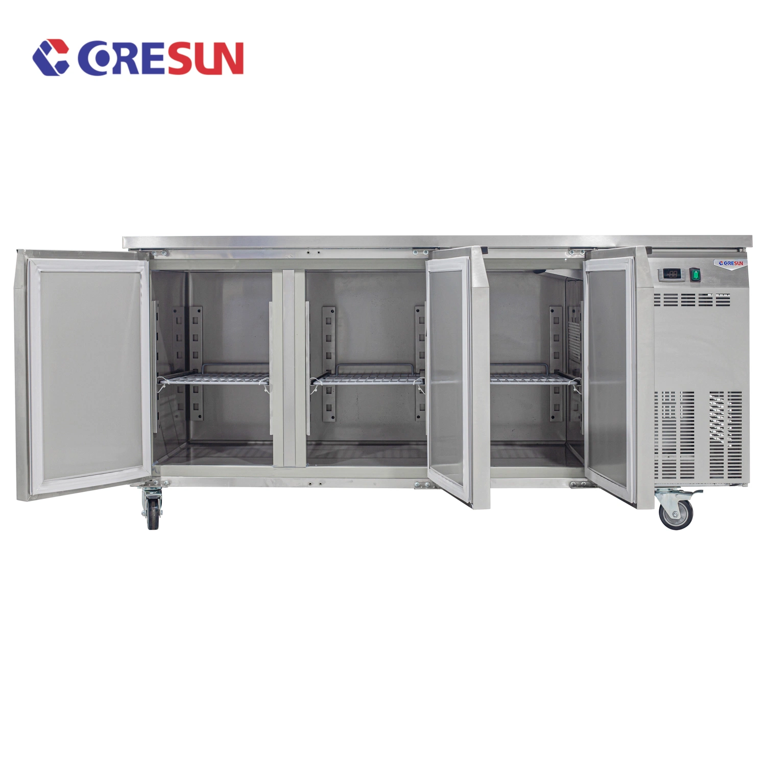 Tres Puertas Equipo de Refrigeración Mesa de Trabajo de Acero Inoxidable Congelador Congelador Bajo Mostrador Refrigerador