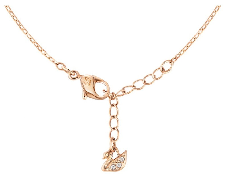 European American Fashion Jewellery Rose Gold Silver Jewelry Two-Tone Bow Crystal Short Clavicle Chain Gift Thin Chain Necklace for Women