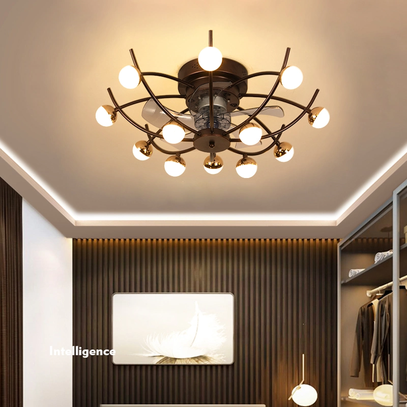 Intelligent LED Ceiling Fan Lamp Remote Contro Lighting Chandelier