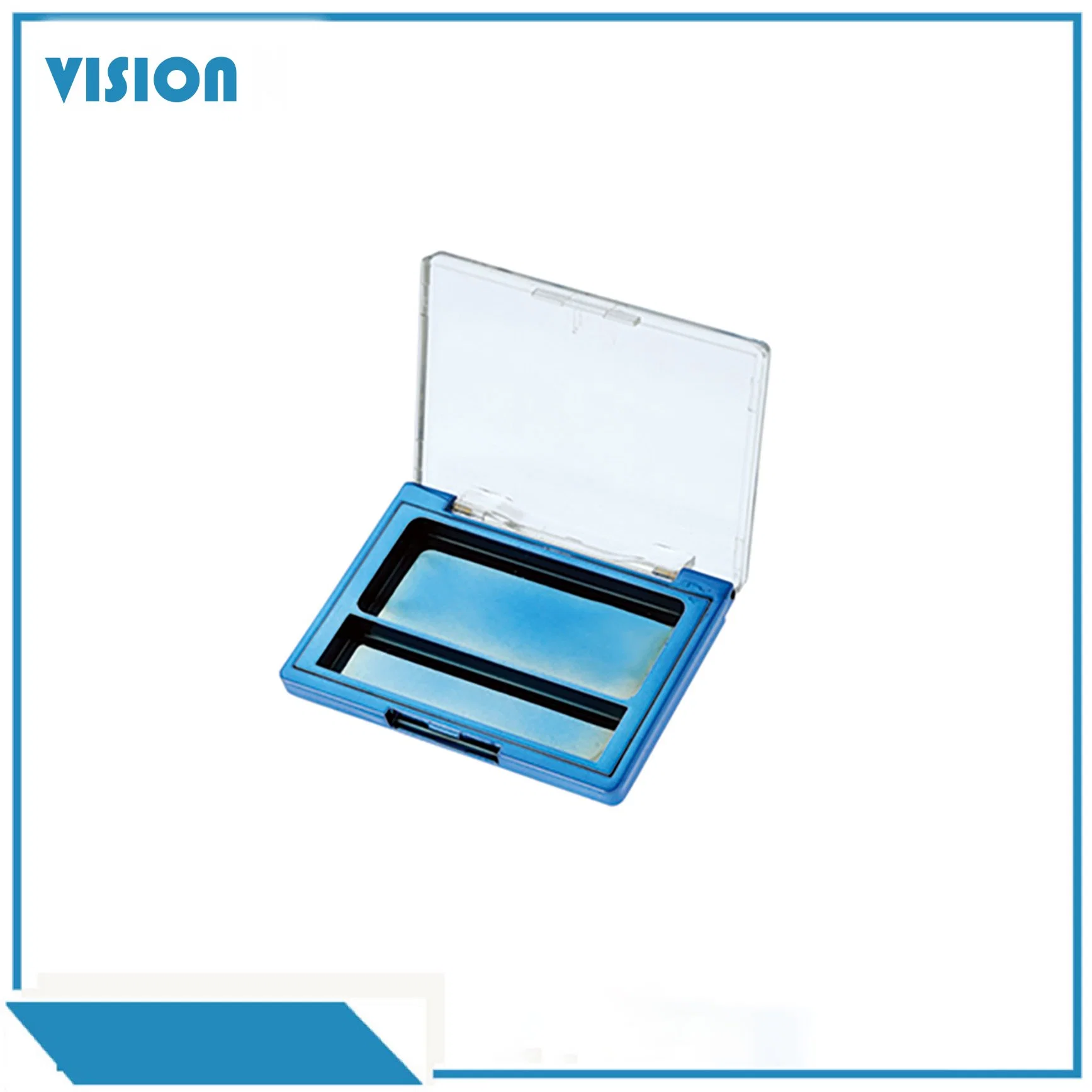 Plastic Transparent Cap with Blue Case for Packing of Eye Shadow Powder