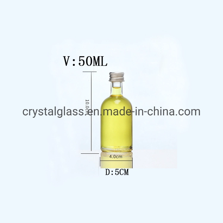 50ml 100L Mini Glass Alcohol Bottle for Liquor with Aluminum Screw Cap Wine Bottle