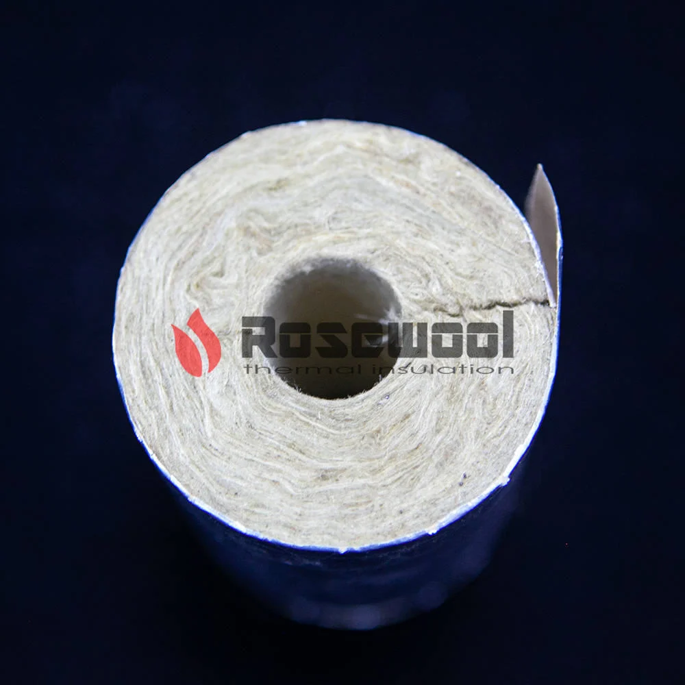 60-150 Kg/m³ Construcción aislamiento térmico material de absorción de sonido tubería de lana de roca Con Precio más bajo