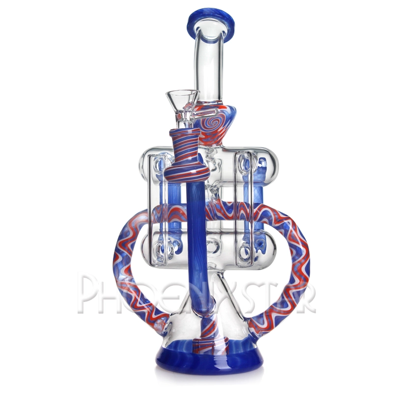 11 Inches Shisha Hookah Recycler Oil DAB Rig Showerhead Perc American Colors Northstar Glass Rod Bubbler Glass Smoking Pipe High quality/High cost performance 