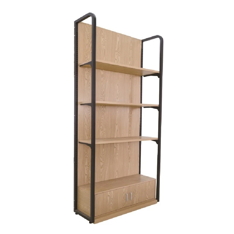 Wholesale 5layers High-Quality Single-Sided Rounded Steel-Wood Shelf Bottom with Cabinet