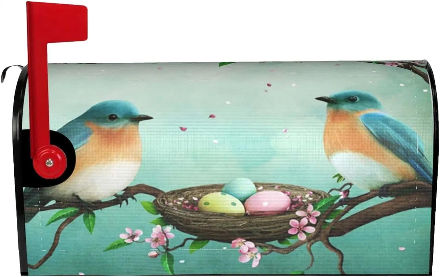 Huevos de Pascua Flores de aves Buzón cubiertas magnético Tamaño Estándar impermeable Buzón de correo envuelve buzón de correo para patio jardín Fence Decoración