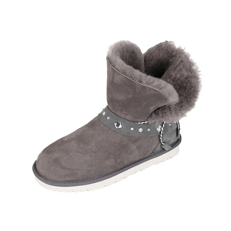 New Design Lovely Cartoon Sheepskin Wool Fur Women Snow Boots Shoes