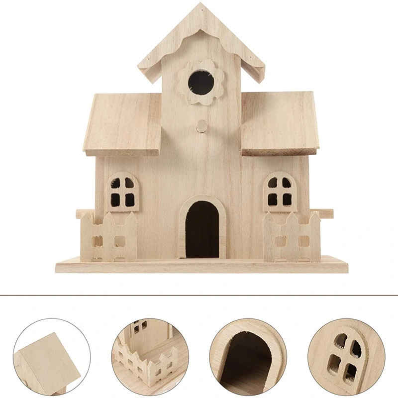 Jardín de lujo Aveco Artesanía Eco de dibujos animados Cute Pet Birdhouse jaula de madera para las aves no tóxico Wholesale/Supplier