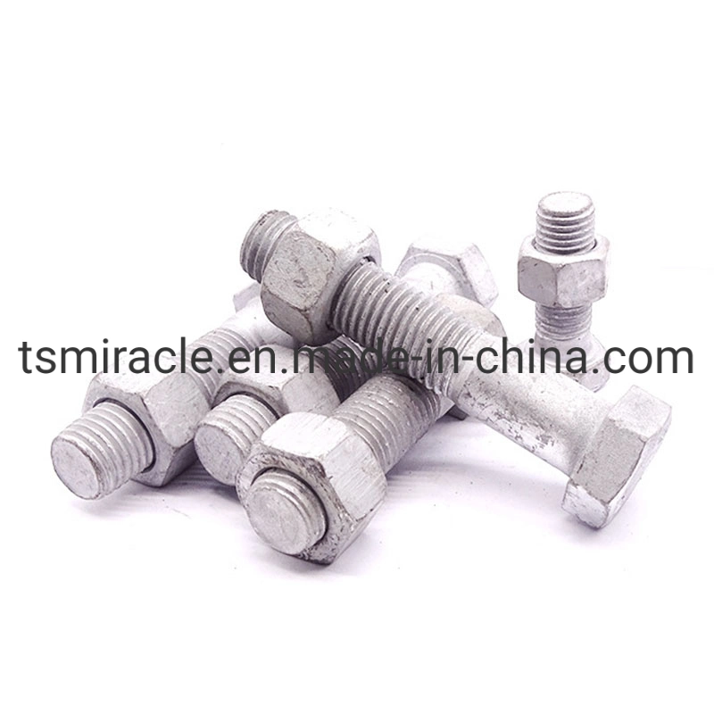 Hot DIP Galvanized Hex Bolts and Nuts PV Screw Rod Full Tooth Screws Hot DIP Zinc Electric Bolts and Nuts