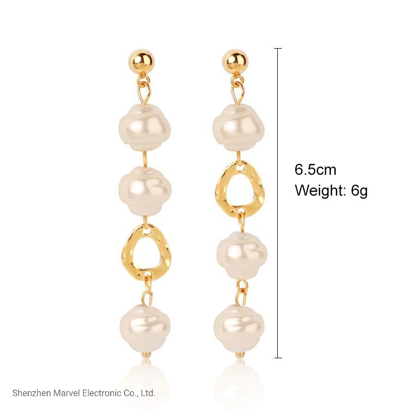 Baroque Style Freshwater Pearl Pendant Earrings Fashionable Sweet Elegant Jewelry