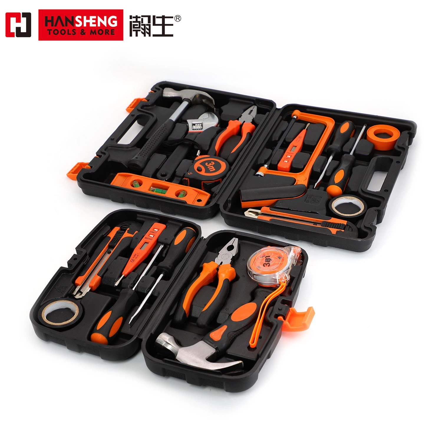 9 Set, Household Set Tools, Plastic Toolbox, Combination, Set, Gift Tools, Made of Carbon Steel, CRV, Polish, Pliers, Wire Clamp, Hammer, Wrench, Snips