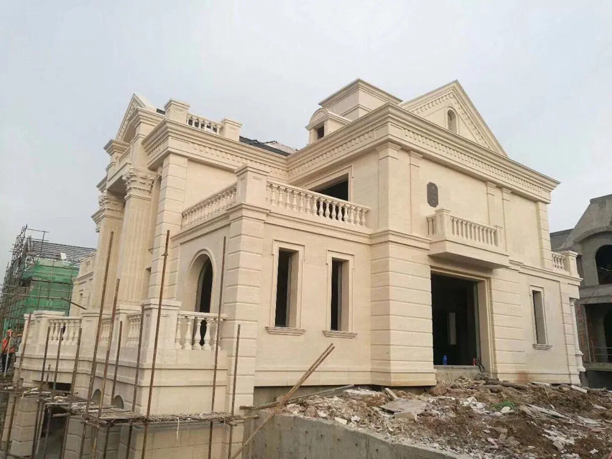 Beige Limestone Wall Cladding for Villa Exterior Wall Decoration