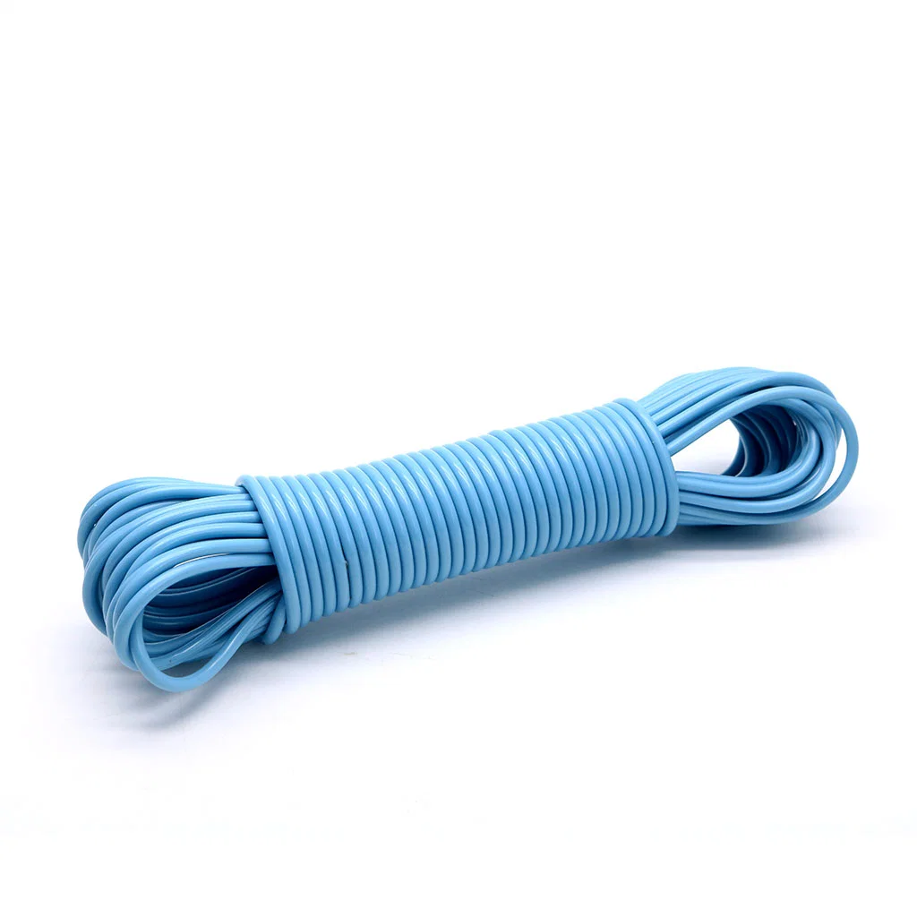 PVC Clothes Line Blue Color with Polyester Multifilament Inside for Outdoor Hanging