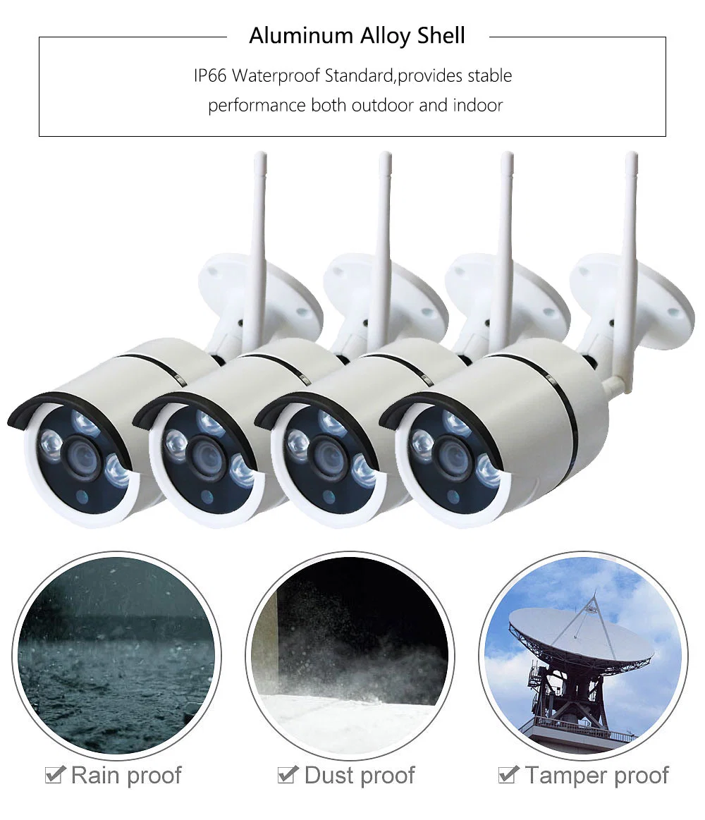 4CH WiFi Kits 720p Wireless Security IP Camera Systems with NVR 15 Inches LED Monitor