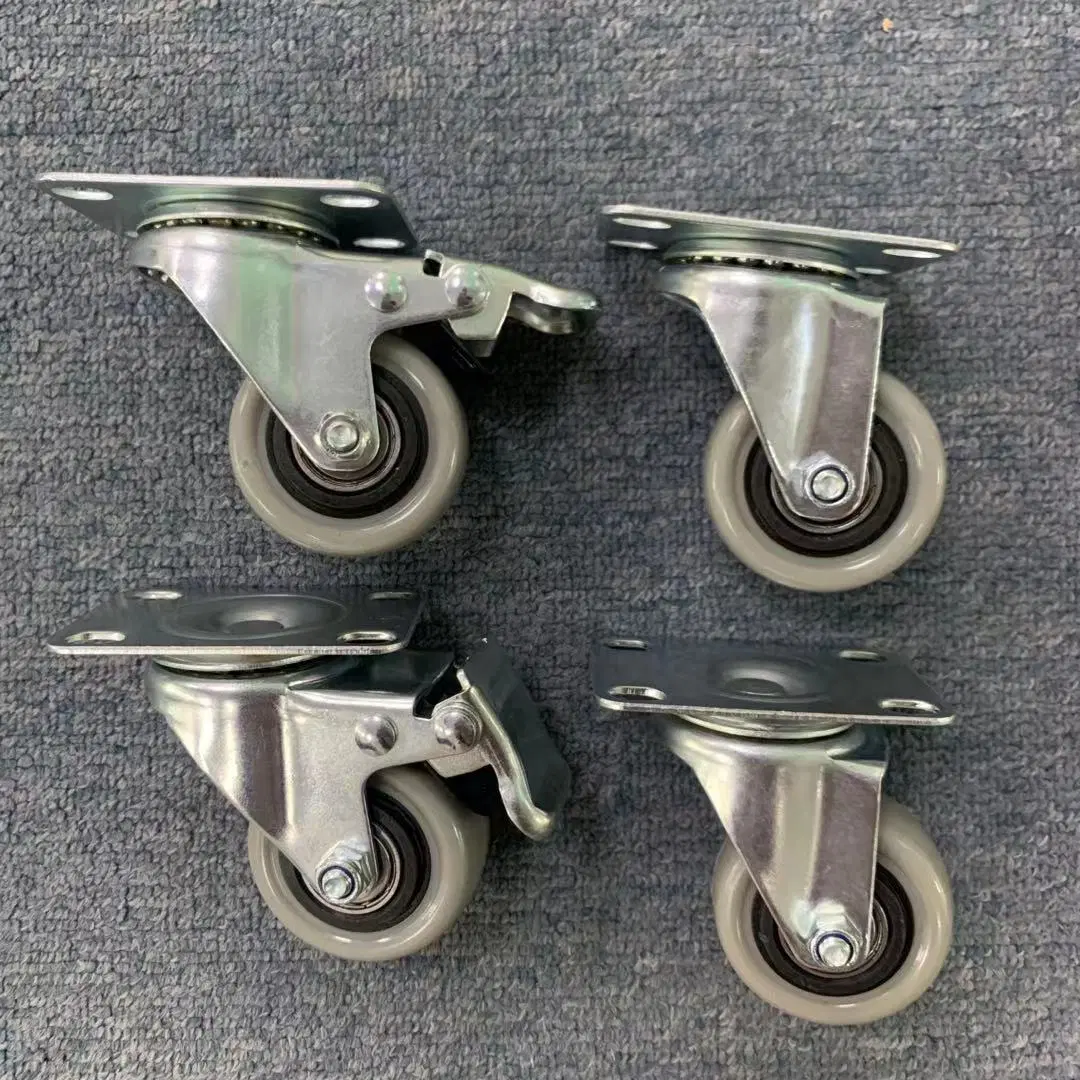 Black PVC PU Top Plate Pin Stem Small Lockable Metal Caster Wheels Ruedas Ligeras