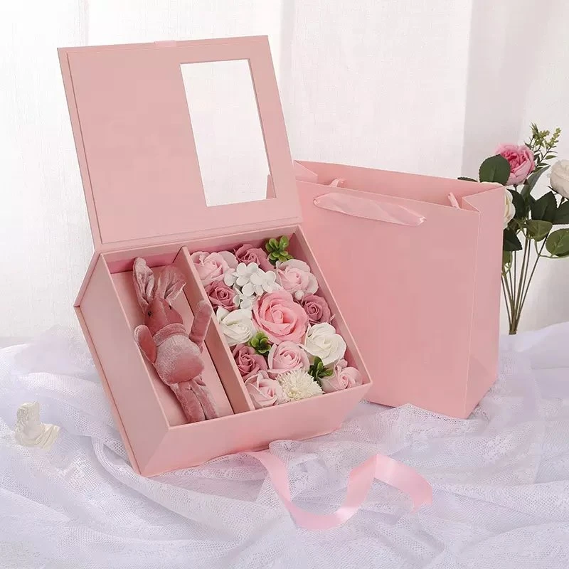 Pink Ribbon Luxury Preserved Roses in Packaging Bridesmaid Wedding Wholesale/Supplier Customized Gift Bag and Gift Box for Gift Pack