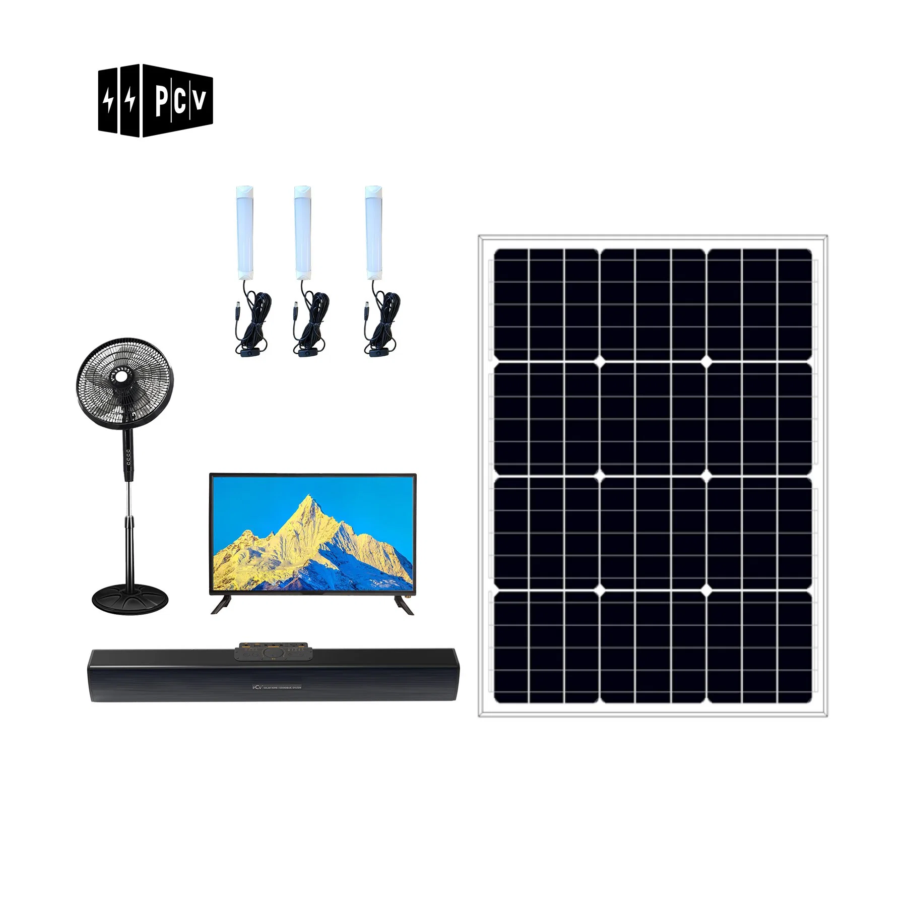 PCV Solar Home System 32 pulgadas Solar Soundbar TV System portátil Para el suministro de energía solar al aire libre