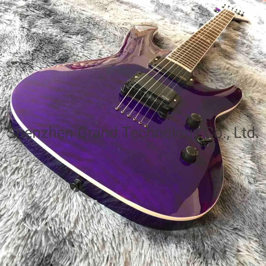 Custom Quilted Maple Top Neck Through Body in Purple Set Thru Neck Electric Guitar with Emg Pickups