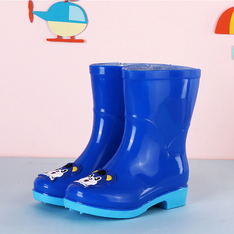 Fashion Custom Kids PVC Shoes Gumboots Toddler Wellies Waterproof Winter Rain Boots Children with Movable Fur Socks