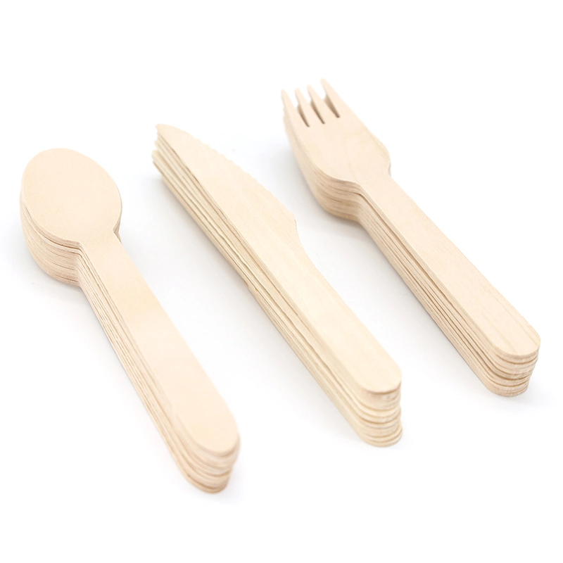 Knife Cutlery Set Wood Food Grade Kitchen Disposable Cutlery Wood Disposable Wood Cutlery Set