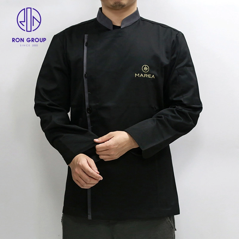 Wholesale Price Black Shirt Workwear Chef Uniform Jacket Hotel Restaurant Cook Long Sleeve