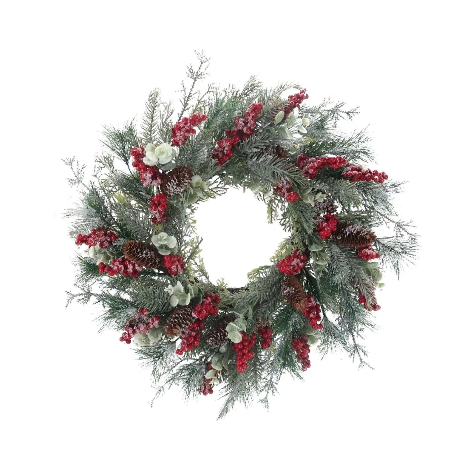 Home Decorations Party Holiday Supplies Frosted Pine Needles Pine Leaf with Pinecones and Berries Greenery Christmas Garland