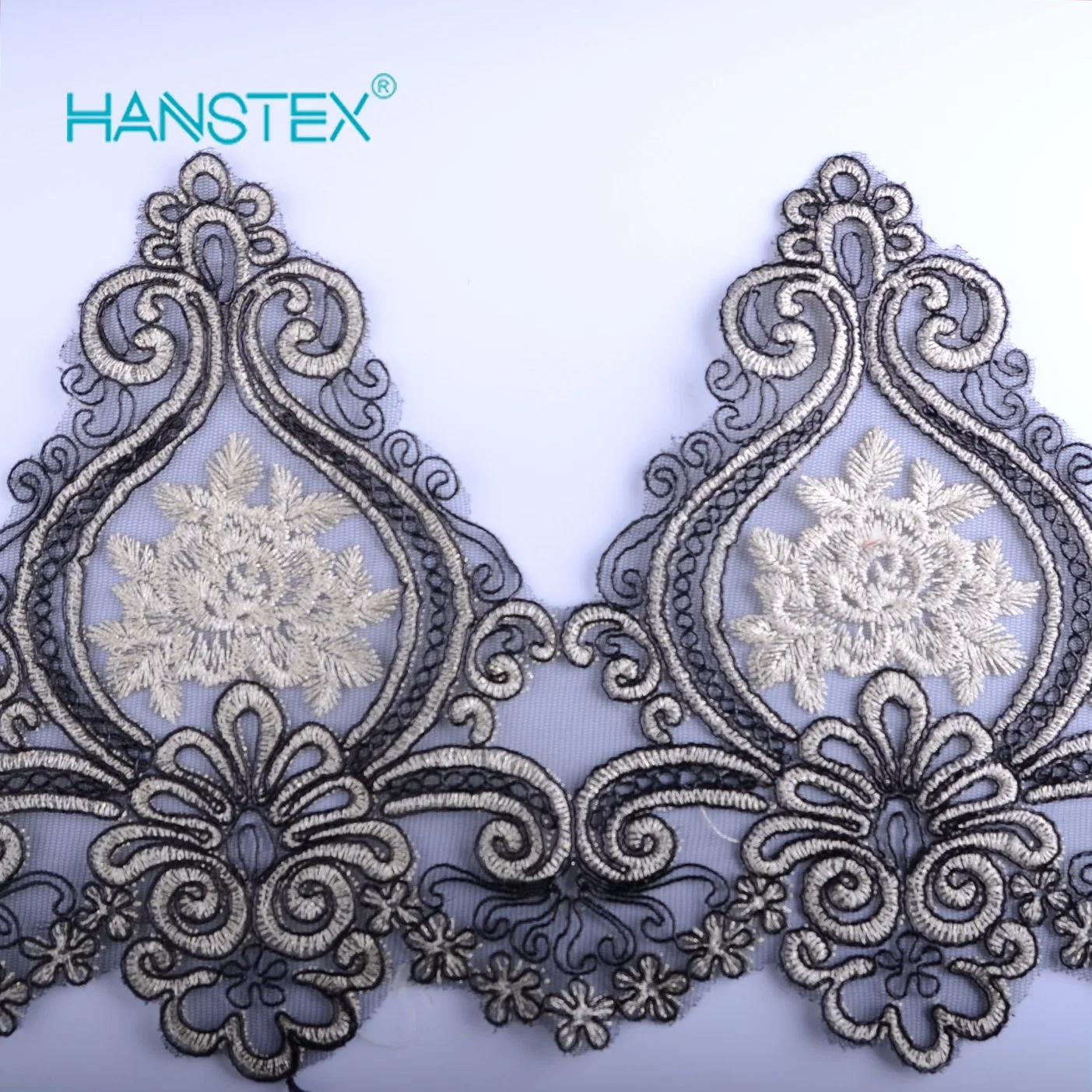 Hans Most Popular Promotional New Design Embroidery Lace on Organza