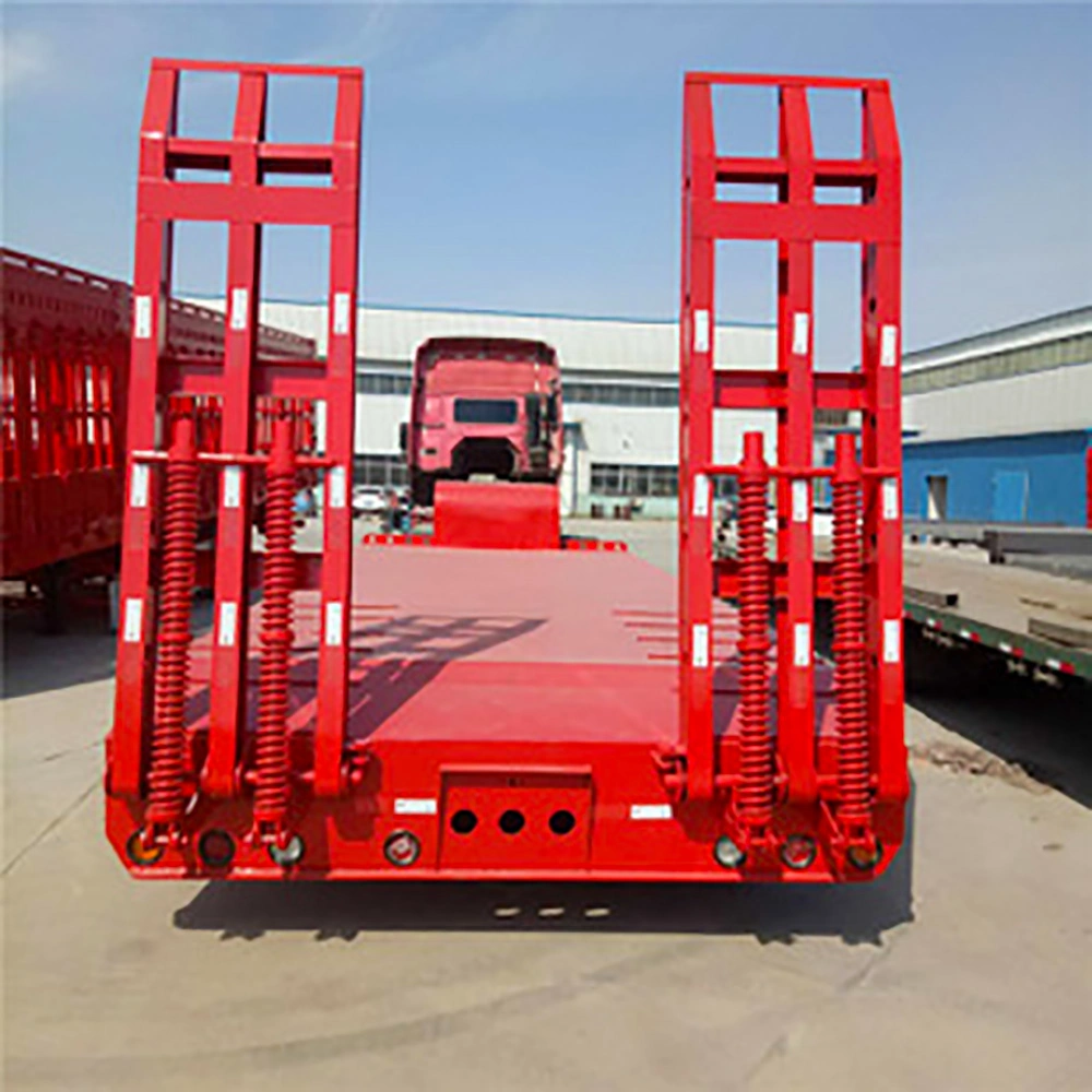 Tri Axle Excavator Transportation Lowboy Lowbed Semitrailer Utility Trailer Low Bed Cargo Truck Trailer