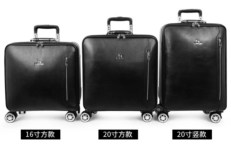 Top Layer Genuine Real Leather Wheeled Trolley Business Travel Luggage Flight Boarding Suitcase Bag Case (CY9961)