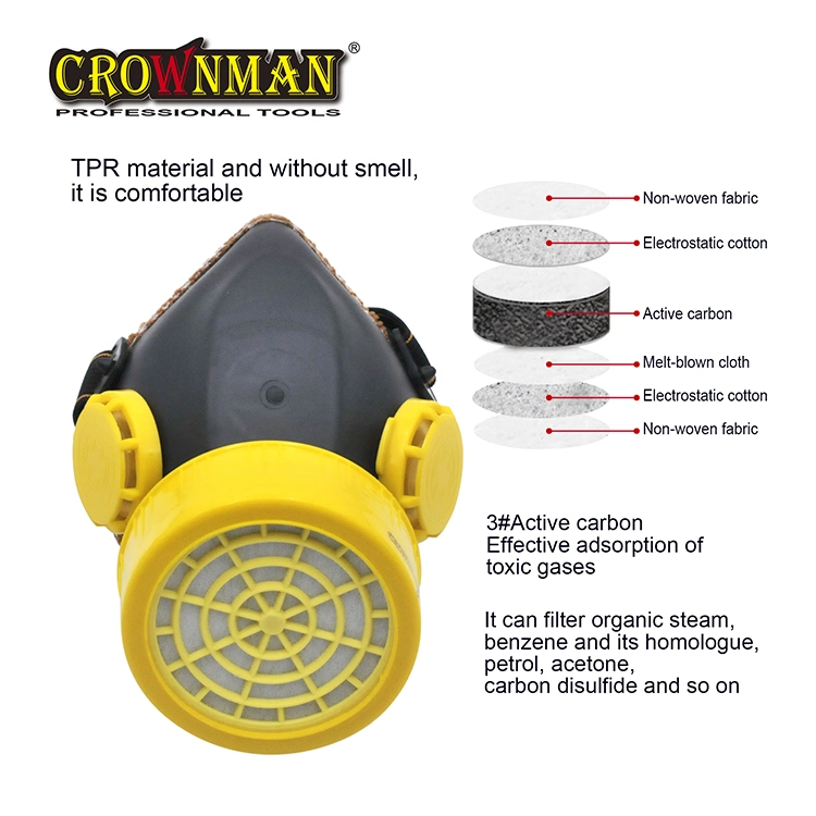 Crownman Cartridge Filter Mask Anti Chemical Dust with TPR material