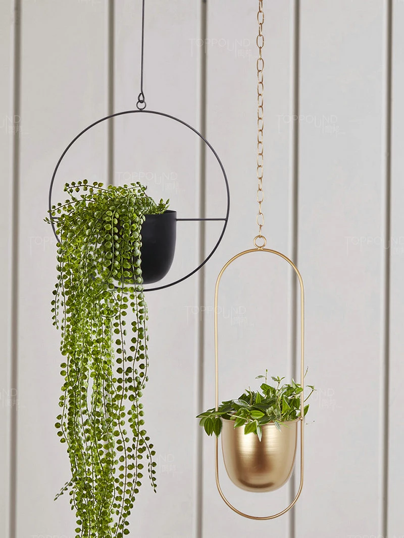 Etal Hanging Planters with 6" Pot (Detachable) + Hook + Chain Hanging Planters Indoor, Modern Wall & Ceiling Planters,