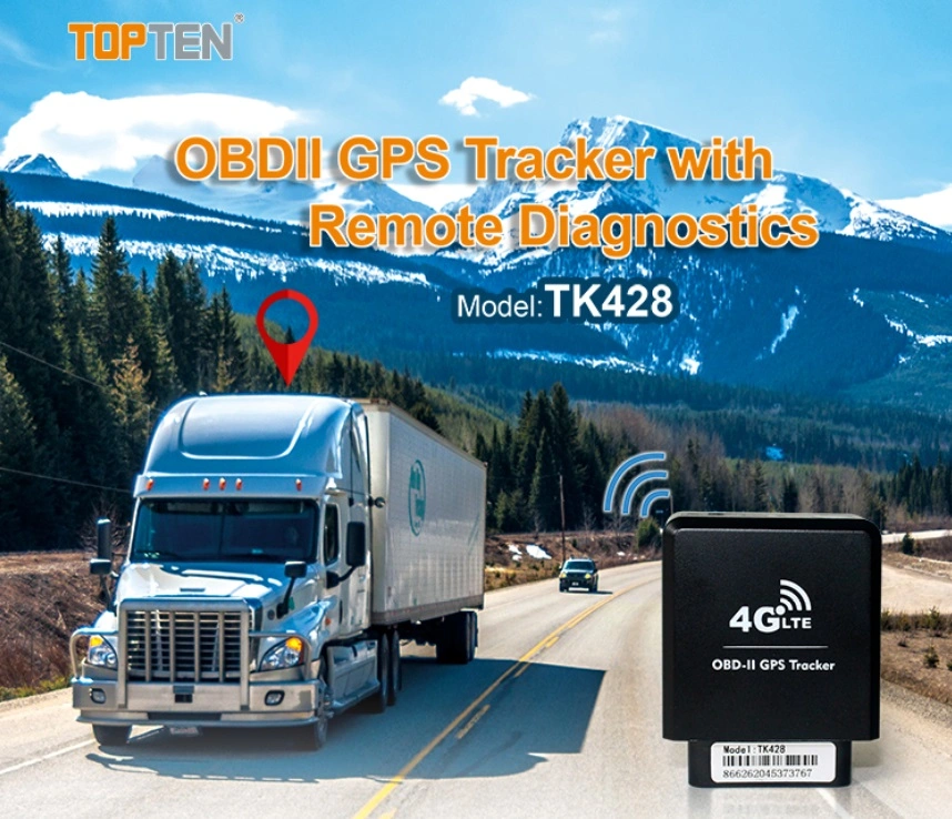 Topten 4G LTE GPS Tracker OBD Car Tracking Device, Read Odometer, Speed, Fuel Consumption, Ota Function (TN)