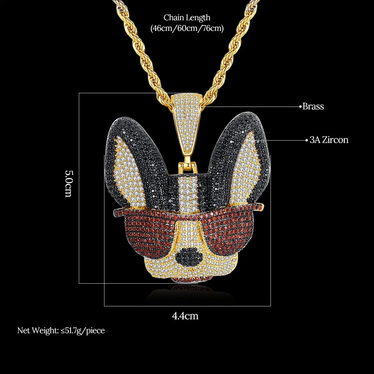 Fashion Jewellery Manufacturer Animal Dog Pendant Necklace Hip Hop Jewelry Punk