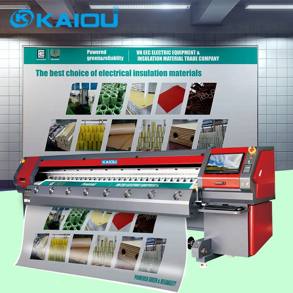 Kaiou Venta caliente Formato gigante de publicidad Indoor Plotter 9000K Eco-Solvent máquina de impresión con tintas solventes