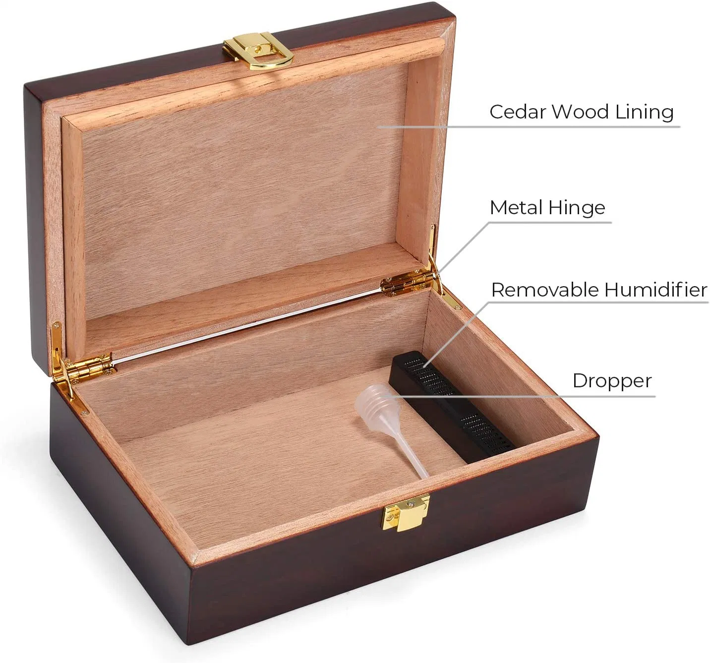 Zeder Glossy Holz Zigarren Box Custom Packaging Luxus-Box mit Dachfenster Ndwcg-03