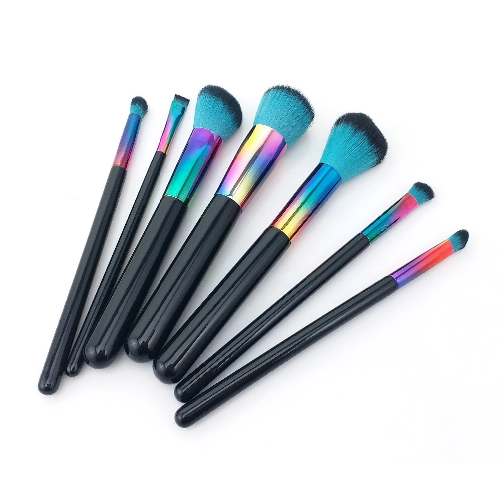 7PCS Colorful Makeup Brush Set in FSC Wood and Synthetic Hair
