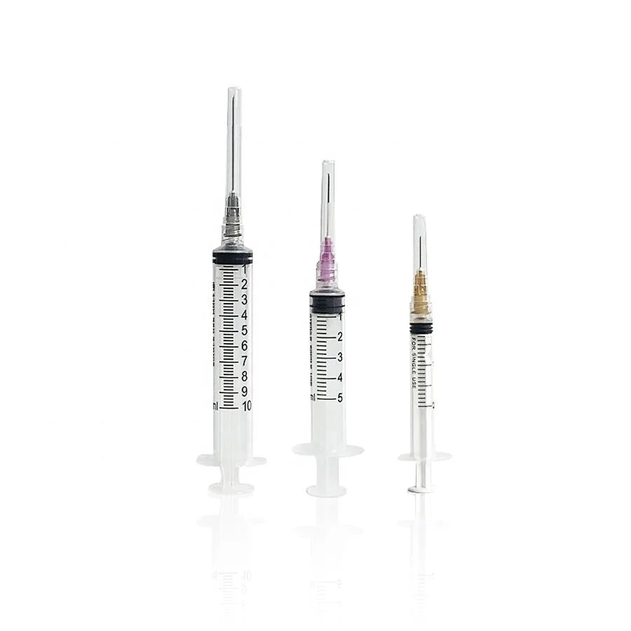 Consumibles médicos plástico desechable jeringas estériles Luer Lock con aguja 1ml 3 ml 5ml 10ml 20ml 60ml