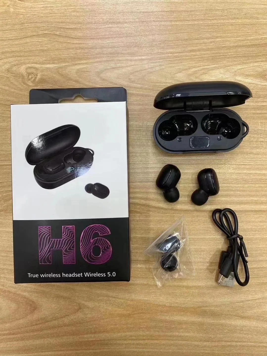 2022 Wholesale/Supplier Latest Version Wireless Headset H6 Wireless Stereo 5.0 Bluetooth Earbuds Hands-Free in-Ear Headphone