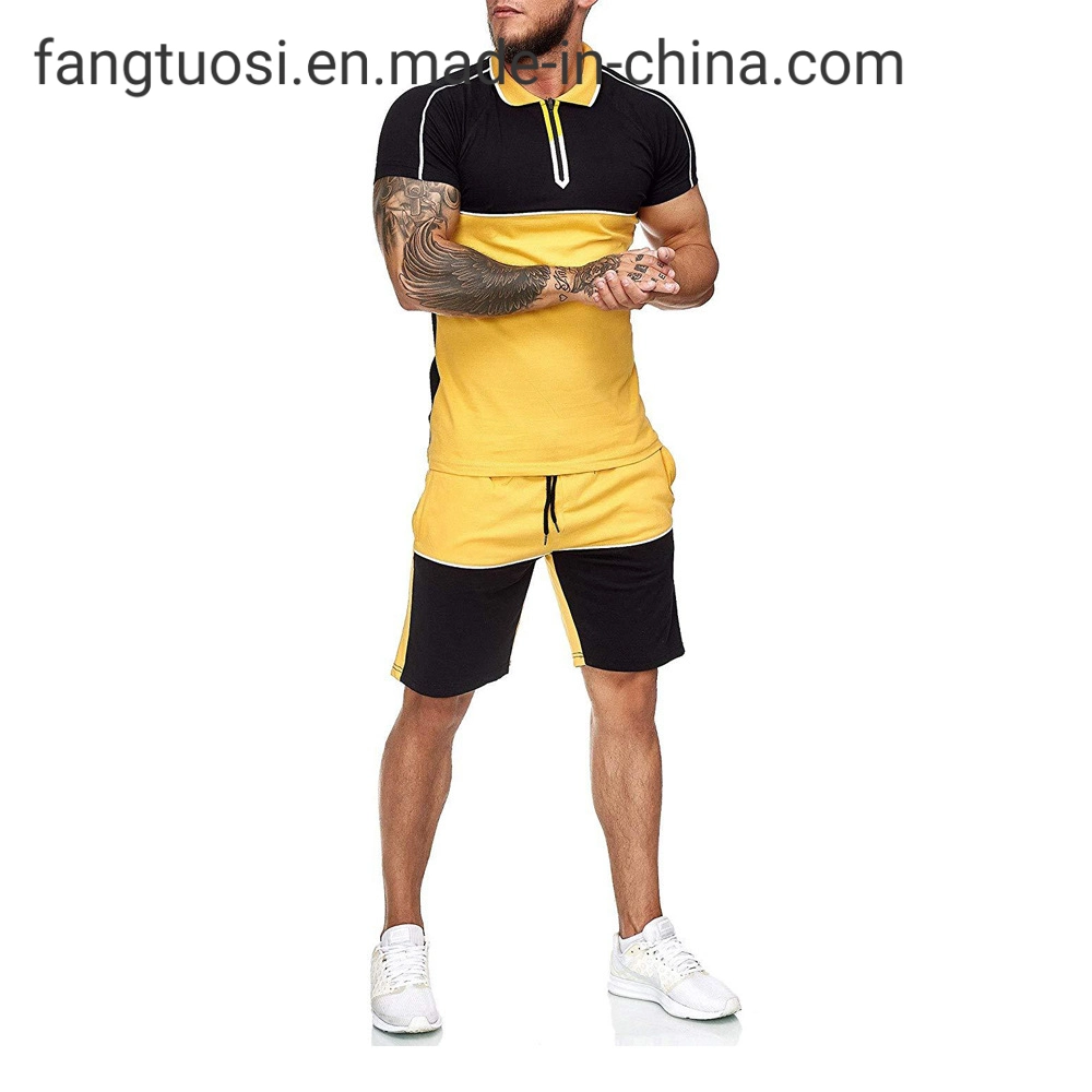 Men's Summer Sports Suit Colorblock Slim Fit Casual Fashion Sportswear