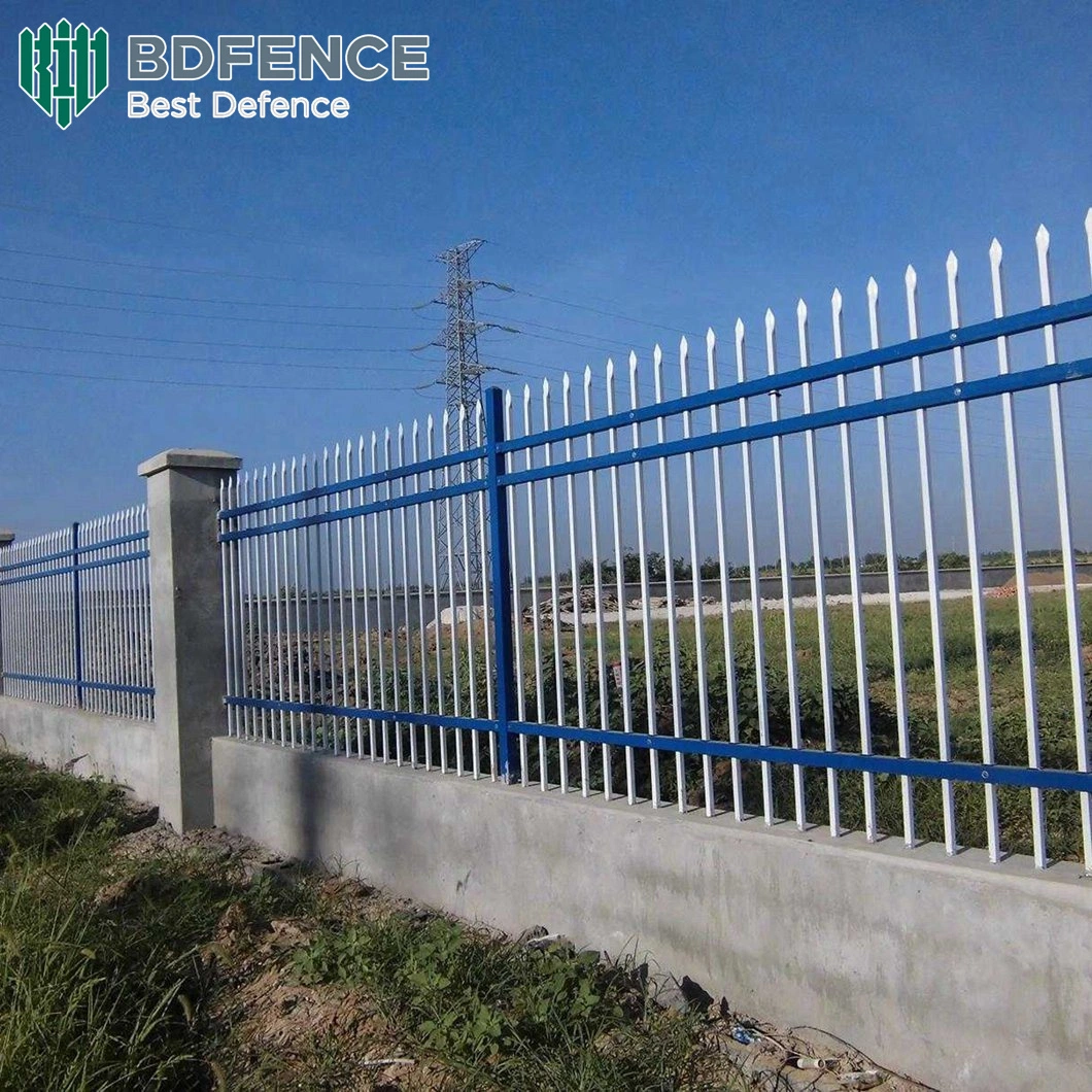 China fábrica de hierro forjado de seguridad personalizada Barra de acero ornamental del Panel de cerca de postes tubulares /Frontera recubierto de polvo cerca de la Guarnición de decorativos