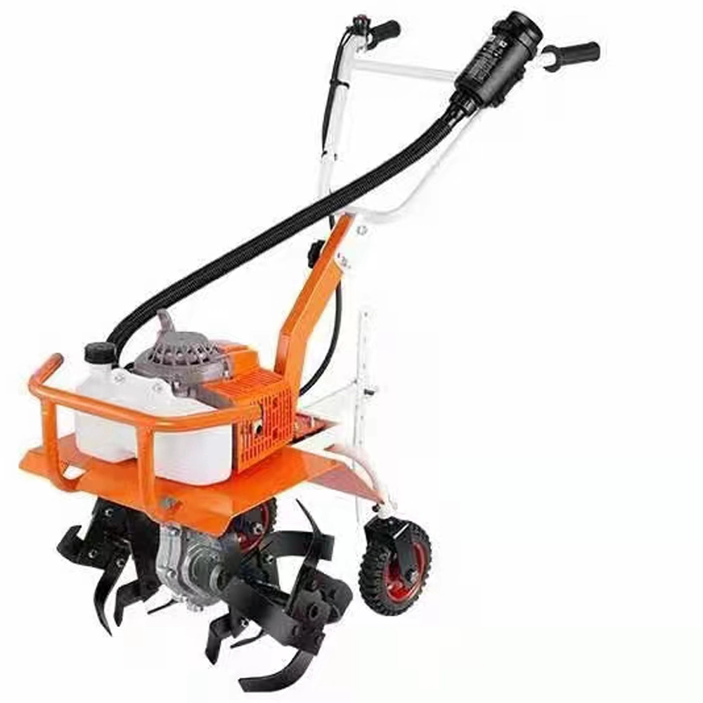 2 Stroke 63cc 68cc Mini Small Portable Gasoline Petrol Gas Hand Push Agricultural Multifunctional Rotary Power Garden Farm Tiller