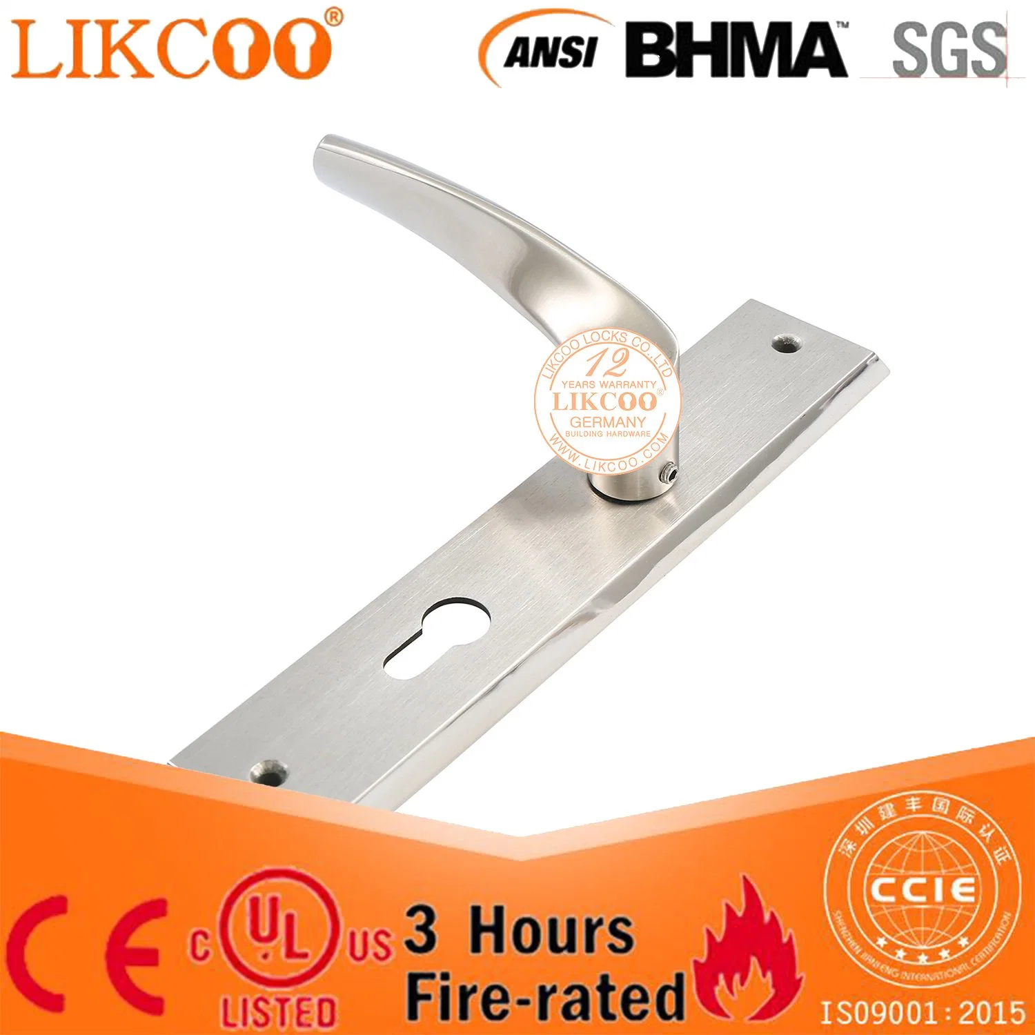 Stainless Steel Lever Tube Plate with Lock for Metal Door