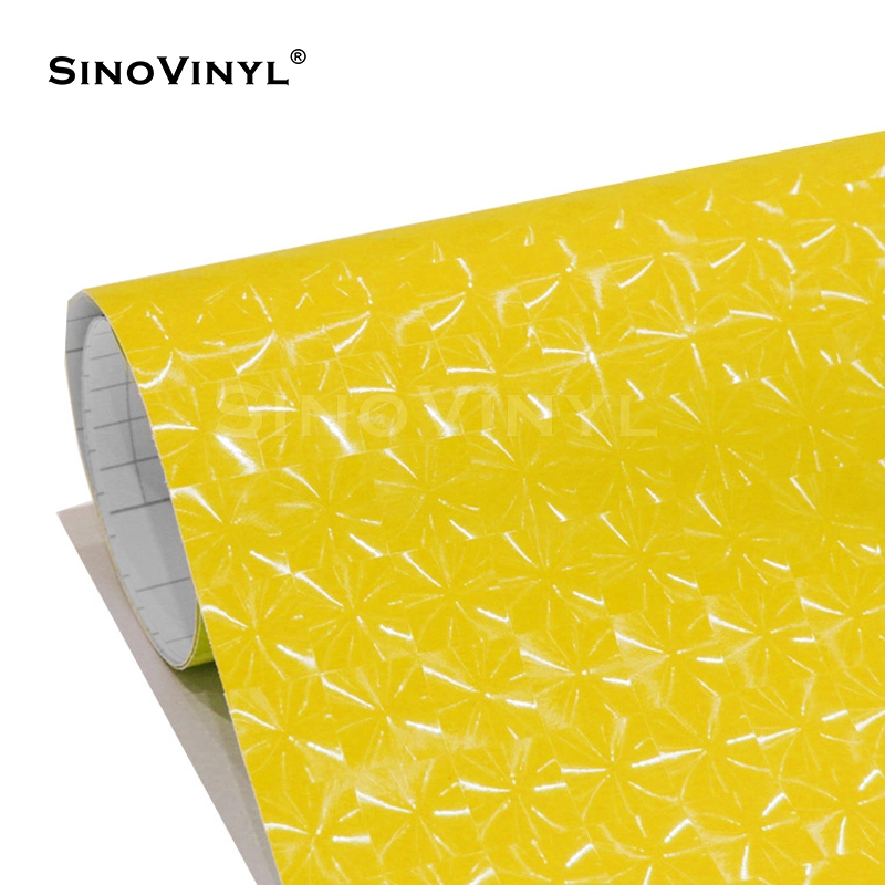 SINOVINYL 98FT Good Pirce New 3D Pattern Yellow Clor Vinyl Wrap Decorative Film For Cars