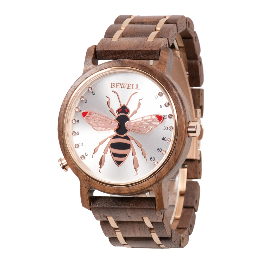 2023 Modern Stainless Steel with Wood Wrist Watch for Men Custom Logo Smart Wooden Watch Relogio Masculino